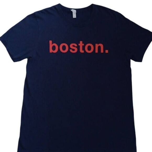 Boston Tshirt Brand Canvas Bella+Canvas Size Large Color Navy & Red Back Graph - Picture 2 of 7
